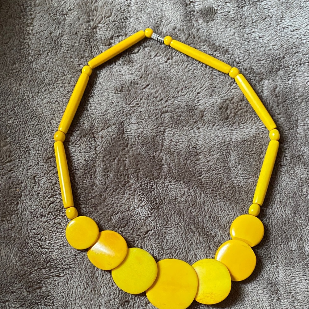 Vintage bone Vibrant Yellow Statement Necklace